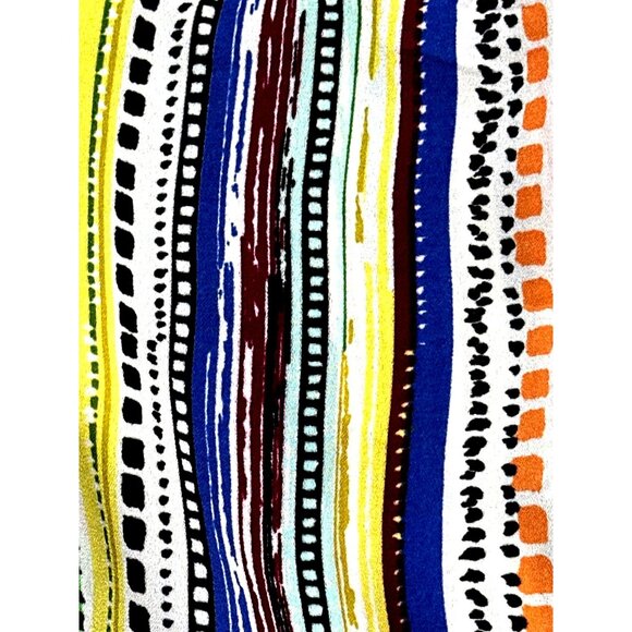 Melissa Paige L Multi Color Stripe Shirt Dress Tunic Collar Roll Tab Sleeve Boho - Picture 11 of 11